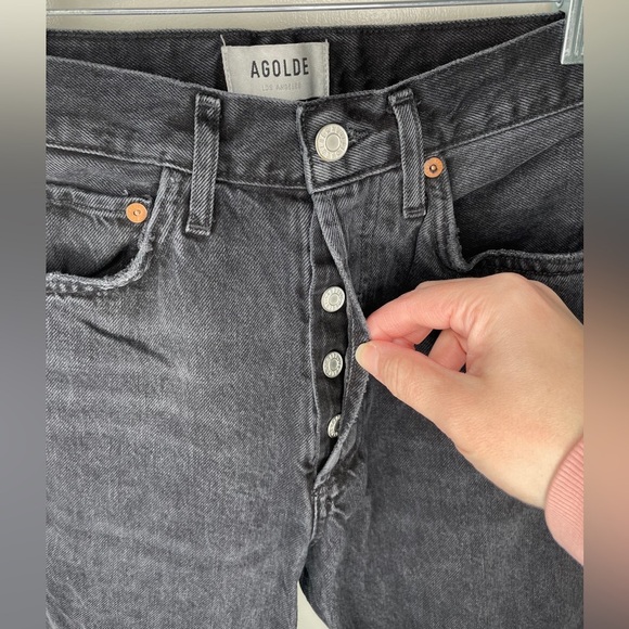 AGOLDE 90's Mid Rise Loose Fit Jeans in Photogram Size 24 Black Wash - Picture 8 of 12